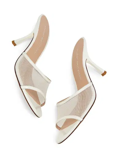 Stuart Weitzman Women's Bareitall 85MM Mesh-Patent Leather Sandals - White - Size 9.5 | Thumbnail 6 Stuart Weitzman Women's Bareitall 85MM Mesh-Patent Leather Sandals - White - Size 9.5 | Thumbnail 6