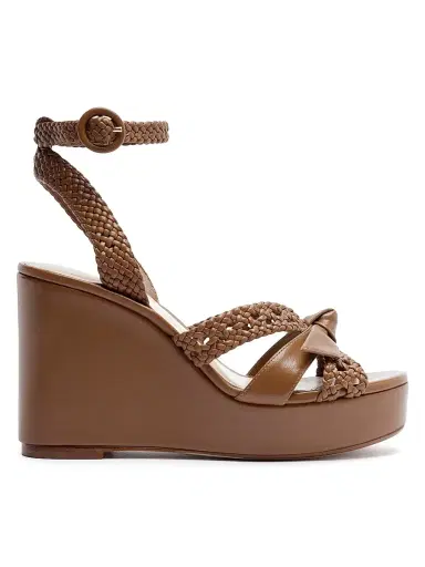 Alexandre Birman Women's Suelita 100MM Woven Raffia Platform Wedges - Espresso - Size 12 | Thumbnail 1 Alexandre Birman Women's Suelita 100MM Woven Raffia Platform Wedges - Espresso - Size 12 | Thumbnail 1