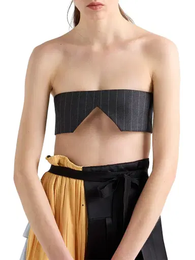 Prada Women's Pinstripe Wool Bandeau Top | Thumbnail 2 Prada Women's Pinstripe Wool Bandeau Top | Thumbnail 2