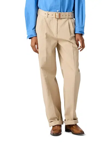 Miu Miu Women's Old Gabardine Pants - Beige Khaki | Thumbnail 2 Miu Miu Women's Old Gabardine Pants - Beige Khaki | Thumbnail 2