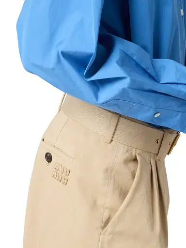 Miu Miu Women's Old Gabardine Pants - Beige Khaki | Thumbnail 6 Miu Miu Women's Old Gabardine Pants - Beige Khaki | Thumbnail 6