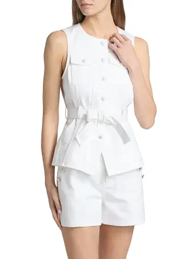 Cinq à Sept Women's Reenee Tie-Waist Denim Vest - White - Size XL | Thumbnail 3 Cinq à Sept Women's Reenee Tie-Waist Denim Vest - White - Size XL | Thumbnail 3