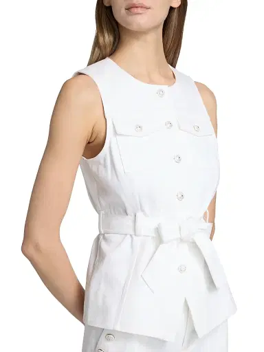 Cinq à Sept Women's Reenee Tie-Waist Denim Vest - White - Size XL | Thumbnail 6 Cinq à Sept Women's Reenee Tie-Waist Denim Vest - White - Size XL | Thumbnail 6