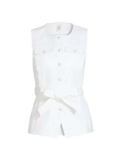 Cinq à Sept Women's Reenee Tie-Waist Denim Vest - White - Size XL | Thumbnail 1 Cinq à Sept Women's Reenee Tie-Waist Denim Vest - White - Size XL | Thumbnail 1