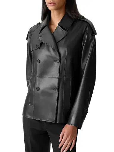 Mackage Women's Dolores Double-Breasted Leather Jacket - Black - Size Large | Thumbnail 3 Mackage Women's Dolores Double-Breasted Leather Jacket - Black - Size Large | Thumbnail 3