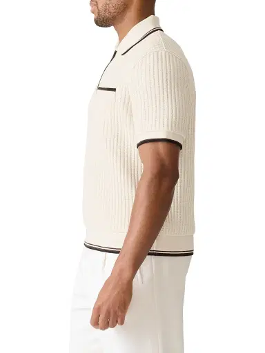Mackage Men's Estaban Crochet-Knit Quarter-Zip Polo Shirt | Thumbnail 3 Mackage Men's Estaban Crochet-Knit Quarter-Zip Polo Shirt | Thumbnail 3