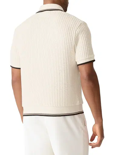 Mackage Men's Estaban Crochet-Knit Quarter-Zip Polo Shirt | Thumbnail 4 Mackage Men's Estaban Crochet-Knit Quarter-Zip Polo Shirt | Thumbnail 4