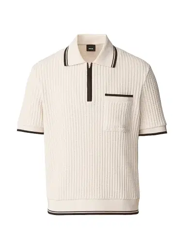 Mackage Men's Estaban Crochet-Knit Quarter-Zip Polo Shirt | Thumbnail 1 Mackage Men's Estaban Crochet-Knit Quarter-Zip Polo Shirt | Thumbnail 1