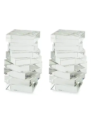 Tizo Clear Crystal Twisted Bookend Pair - Clear | Thumbnail 1 Tizo Clear Crystal Twisted Bookend Pair - Clear | Thumbnail 1
