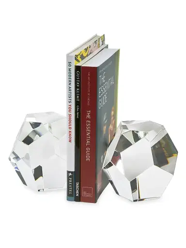 Tizo Clear Crystal Faceted Diamond Bookends - Clear | Thumbnail 1 Tizo Clear Crystal Faceted Diamond Bookends - Clear | Thumbnail 1