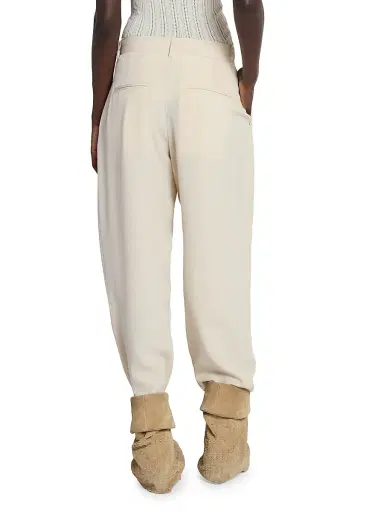 Isabel Marant Women's Janice Pleated-Front Silk-Blend Pants - Ecru | Thumbnail 5 Isabel Marant Women's Janice Pleated-Front Silk-Blend Pants - Ecru | Thumbnail 5
