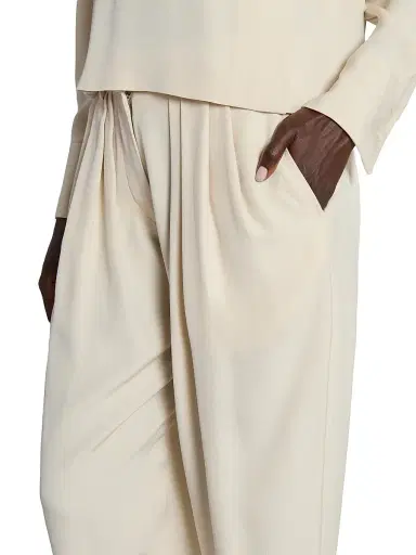 Isabel Marant Women's Janice Pleated-Front Silk-Blend Pants - Ecru | Thumbnail 6 Isabel Marant Women's Janice Pleated-Front Silk-Blend Pants - Ecru | Thumbnail 6