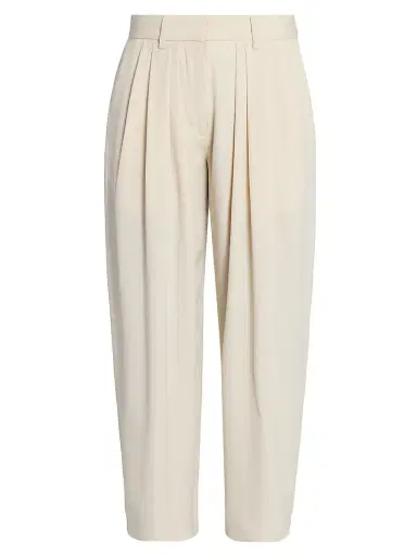 Isabel Marant Women's Janice Pleated-Front Silk-Blend Pants - Ecru | Thumbnail 1 Isabel Marant Women's Janice Pleated-Front Silk-Blend Pants - Ecru | Thumbnail 1