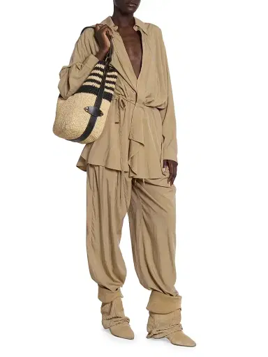 Isabel Marant Women's Inaya Pleated Drawstring Modal-Blend Pants - Khaki - Size 6 | Thumbnail 2 Isabel Marant Women's Inaya Pleated Drawstring Modal-Blend Pants - Khaki - Size 6 | Thumbnail 2