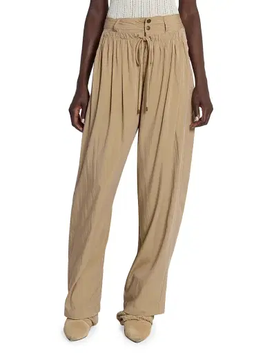 Isabel Marant Women's Inaya Pleated Drawstring Modal-Blend Pants - Khaki - Size 6 | Thumbnail 3 Isabel Marant Women's Inaya Pleated Drawstring Modal-Blend Pants - Khaki - Size 6 | Thumbnail 3
