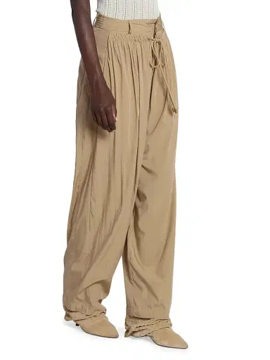 Isabel Marant Women's Inaya Pleated Drawstring Modal-Blend Pants - Khaki - Size 6 | Thumbnail 4 Isabel Marant Women's Inaya Pleated Drawstring Modal-Blend Pants - Khaki - Size 6 | Thumbnail 4