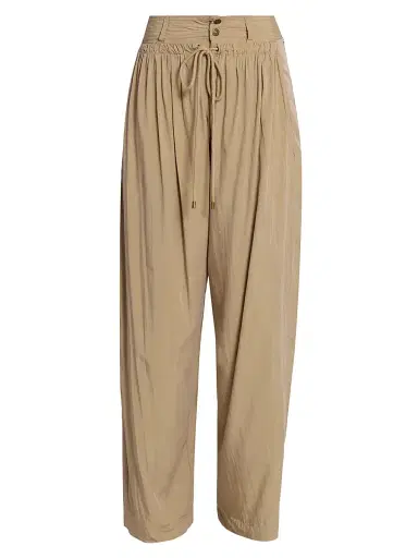 Isabel Marant Women's Inaya Pleated Drawstring Modal-Blend Pants - Khaki - Size 6 | Thumbnail 1 Isabel Marant Women's Inaya Pleated Drawstring Modal-Blend Pants - Khaki - Size 6 | Thumbnail 1