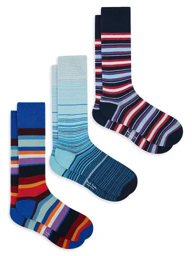 Paul Smith Men's Variety 3-Pack Striped Socks | Thumbnail 1 Paul Smith Men's Variety 3-Pack Striped Socks | Thumbnail 1