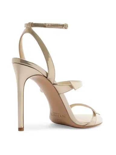 Alexandre Birman Women's Tita 0MM Metallic Leather Sandals - Yellow | Thumbnail 3 Alexandre Birman Women's Tita 0MM Metallic Leather Sandals - Yellow | Thumbnail 3