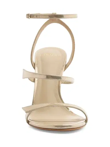 Alexandre Birman Women's Tita 0MM Metallic Leather Sandals - Yellow | Thumbnail 4 Alexandre Birman Women's Tita 0MM Metallic Leather Sandals - Yellow | Thumbnail 4