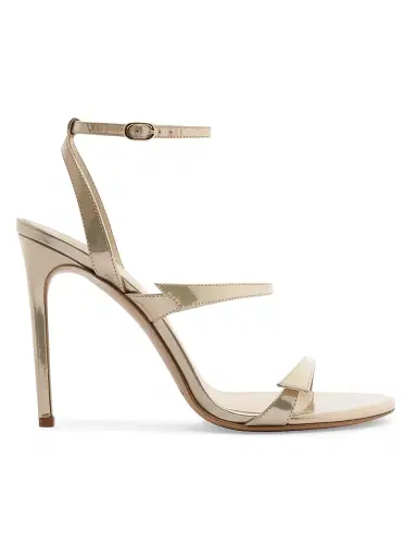 Alexandre Birman Women's Tita 0MM Metallic Leather Sandals - Yellow | Thumbnail 1 Alexandre Birman Women's Tita 0MM Metallic Leather Sandals - Yellow | Thumbnail 1