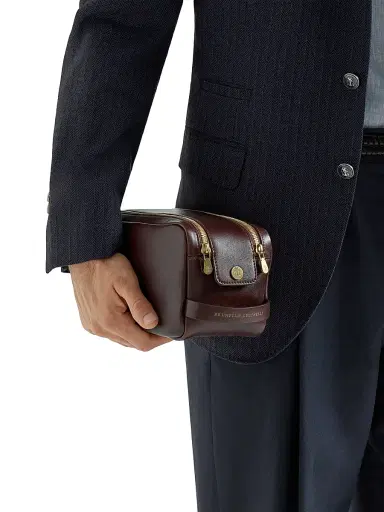 Brunello Cucinelli Calfskin Beauty Case with Double Zipper | Thumbnail 2 Brunello Cucinelli Calfskin Beauty Case with Double Zipper | Thumbnail 2