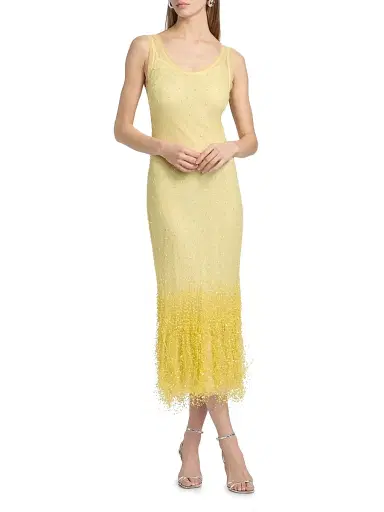 Simkhai Women's Irisa Ombré Beaded Midi-Dress - Buttercream - Size 10 | Thumbnail 2 Simkhai Women's Irisa Ombré Beaded Midi-Dress - Buttercream - Size 10 | Thumbnail 2