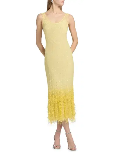 Simkhai Women's Irisa Ombré Beaded Midi-Dress - Buttercream - Size 10 | Thumbnail 3 Simkhai Women's Irisa Ombré Beaded Midi-Dress - Buttercream - Size 10 | Thumbnail 3