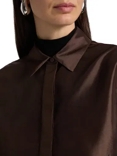 SIMKHAI Women's Renata Crop Button-Front Shirt - Chocolate | Thumbnail 6 SIMKHAI Women's Renata Crop Button-Front Shirt - Chocolate | Thumbnail 6
