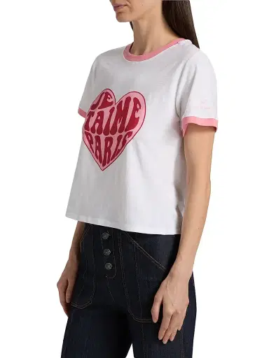 Cinq à Sept Women's Je Taime Paris Shrunken Ringer T-Shirt | Thumbnail 4 Cinq à Sept Women's Je Taime Paris Shrunken Ringer T-Shirt | Thumbnail 4