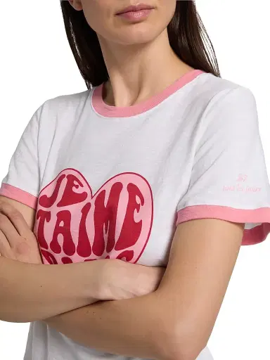 Cinq à Sept Women's Je Taime Paris Shrunken Ringer T-Shirt | Thumbnail 6 Cinq à Sept Women's Je Taime Paris Shrunken Ringer T-Shirt | Thumbnail 6