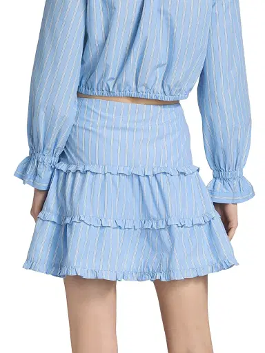 Cinq à Sept Women's Thea Lili Striped Tiered Miniskirt - Blue Multi | Thumbnail 5 Cinq à Sept Women's Thea Lili Striped Tiered Miniskirt - Blue Multi | Thumbnail 5