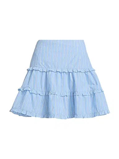 Cinq à Sept Women's Thea Lili Striped Tiered Miniskirt - Blue Multi | Thumbnail 1 Cinq à Sept Women's Thea Lili Striped Tiered Miniskirt - Blue Multi | Thumbnail 1