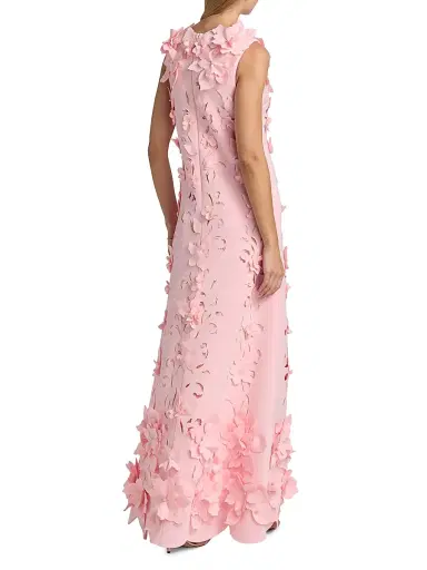 Badgley Mischka Women's Floral-Appliqué Embellished Gown - Blush | Thumbnail 5 Badgley Mischka Women's Floral-Appliqué Embellished Gown - Blush | Thumbnail 5