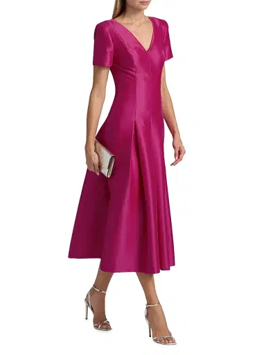 Badgley Mischka Women's Satin Cocktail Midi-Dress - Fuschia | Thumbnail 2 Badgley Mischka Women's Satin Cocktail Midi-Dress - Fuschia | Thumbnail 2