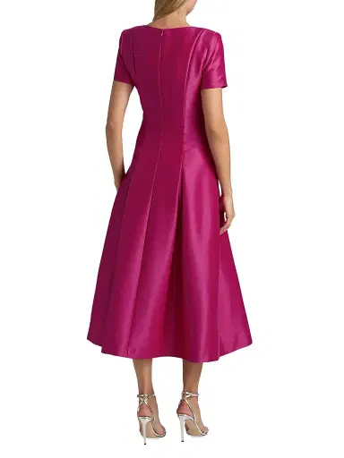 Badgley Mischka Women's Satin Cocktail Midi-Dress - Fuschia | Thumbnail 5 Badgley Mischka Women's Satin Cocktail Midi-Dress - Fuschia | Thumbnail 5