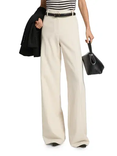 Nili Lotan Women's Rivers Wool Wide-Leg Pants - Stone | Thumbnail 3 Nili Lotan Women's Rivers Wool Wide-Leg Pants - Stone | Thumbnail 3