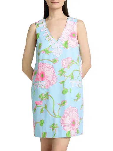 Lilly Pulitzer Women's Sidonie Floral Stretch Shift Minidress - Fresh Water Blue - Size 10 | Thumbnail 3 Lilly Pulitzer Women's Sidonie Floral Stretch Shift Minidress - Fresh Water Blue - Size 10 | Thumbnail 3