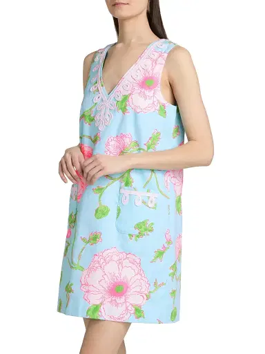 Lilly Pulitzer Women's Sidonie Floral Stretch Shift Minidress - Fresh Water Blue - Size 10 | Thumbnail 4 Lilly Pulitzer Women's Sidonie Floral Stretch Shift Minidress - Fresh Water Blue - Size 10 | Thumbnail 4