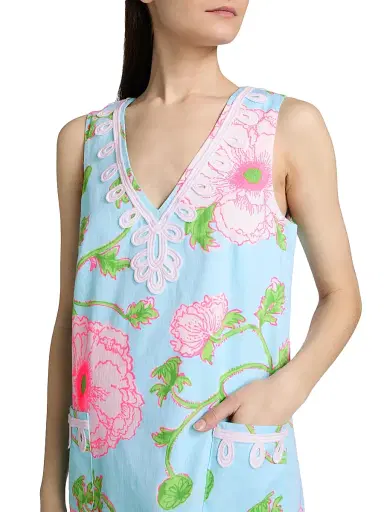 Lilly Pulitzer Women's Sidonie Floral Stretch Shift Minidress - Fresh Water Blue - Size 10 | Thumbnail 6 Lilly Pulitzer Women's Sidonie Floral Stretch Shift Minidress - Fresh Water Blue - Size 10 | Thumbnail 6