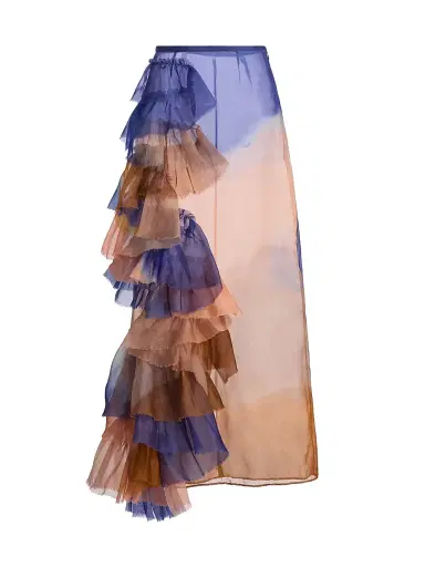 Ulla Johnson Women's Yelena Ruffled Gradient Silk Maxi Skirt | Thumbnail 1 Ulla Johnson Women's Yelena Ruffled Gradient Silk Maxi Skirt | Thumbnail 1