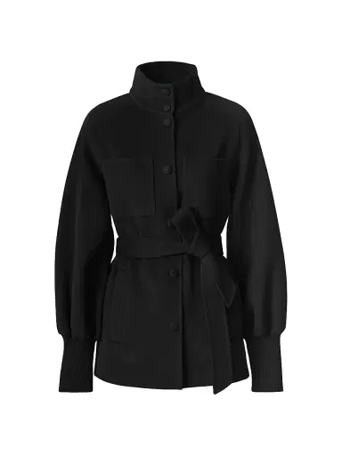 Mackage Women's Shania Tie-Waist Wool Jacket - Black - Size XL | Thumbnail 1 Mackage Women's Shania Tie-Waist Wool Jacket - Black - Size XL | Thumbnail 1