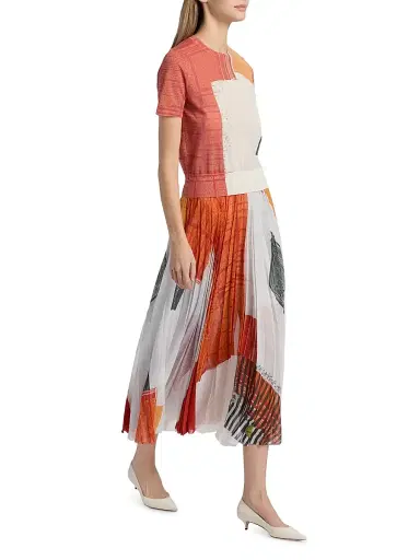 Jason Wu Collection Women's Cat Paws Chiffon Pleated Skirt - Red Multi | Thumbnail 2 Jason Wu Collection Women's Cat Paws Chiffon Pleated Skirt - Red Multi | Thumbnail 2