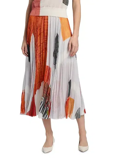 Jason Wu Collection Women's Cat Paws Chiffon Pleated Skirt - Red Multi | Thumbnail 3 Jason Wu Collection Women's Cat Paws Chiffon Pleated Skirt - Red Multi | Thumbnail 3