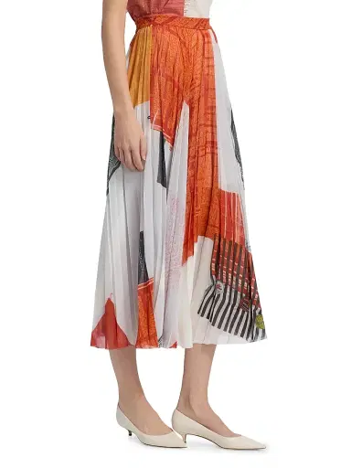 Jason Wu Collection Women's Cat Paws Chiffon Pleated Skirt - Red Multi | Thumbnail 4 Jason Wu Collection Women's Cat Paws Chiffon Pleated Skirt - Red Multi | Thumbnail 4