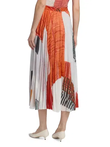 Jason Wu Collection Women's Cat Paws Chiffon Pleated Skirt - Red Multi | Thumbnail 5 Jason Wu Collection Women's Cat Paws Chiffon Pleated Skirt - Red Multi | Thumbnail 5