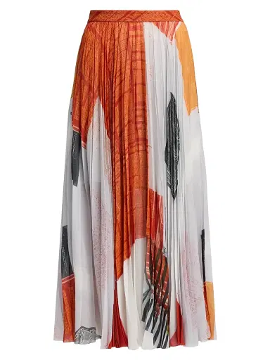 Jason Wu Collection Women's Cat Paws Chiffon Pleated Skirt - Red Multi | Thumbnail 1 Jason Wu Collection Women's Cat Paws Chiffon Pleated Skirt - Red Multi | Thumbnail 1