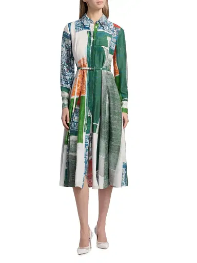 Jason Wu Collection Women's Platter Artwork Silk Shirtdress - Blue Green Multi | Thumbnail 2 Jason Wu Collection Women's Platter Artwork Silk Shirtdress - Blue Green Multi | Thumbnail 2