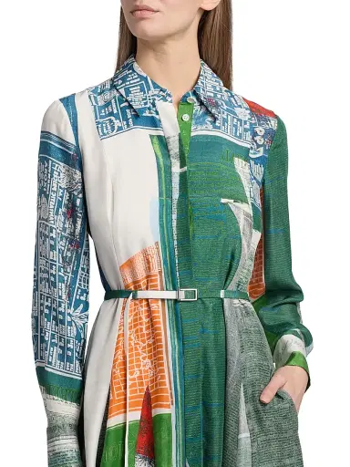 Jason Wu Collection Women's Platter Artwork Silk Shirtdress - Blue Green Multi | Thumbnail 6 Jason Wu Collection Women's Platter Artwork Silk Shirtdress - Blue Green Multi | Thumbnail 6