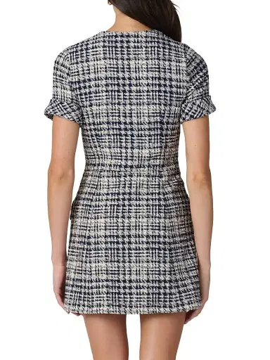 Shoshanna Women's Haisley Plaid Tweed Minidress - Navy | Thumbnail 4 Shoshanna Women's Haisley Plaid Tweed Minidress - Navy | Thumbnail 4